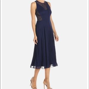 NWT ModCloth Navy Pleated Midi Dress size 8